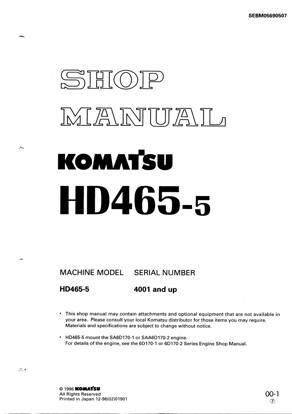 HD465-5 Shop Manual